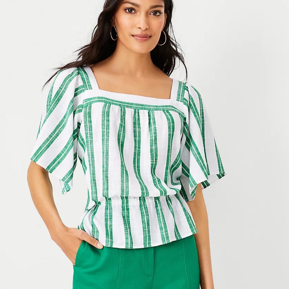 Ann Taylor petite striped square neck top